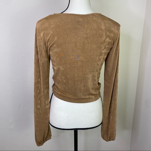 NWT‎ Just Polly Tan Drawstring Crop Womens Top Size M - Picture 5 of 10